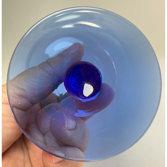 Libbey Metropolis Cobalt Blue Set of 3 Margarita Glasses Bubble Stem Barware Bar - Picture 4 of 4